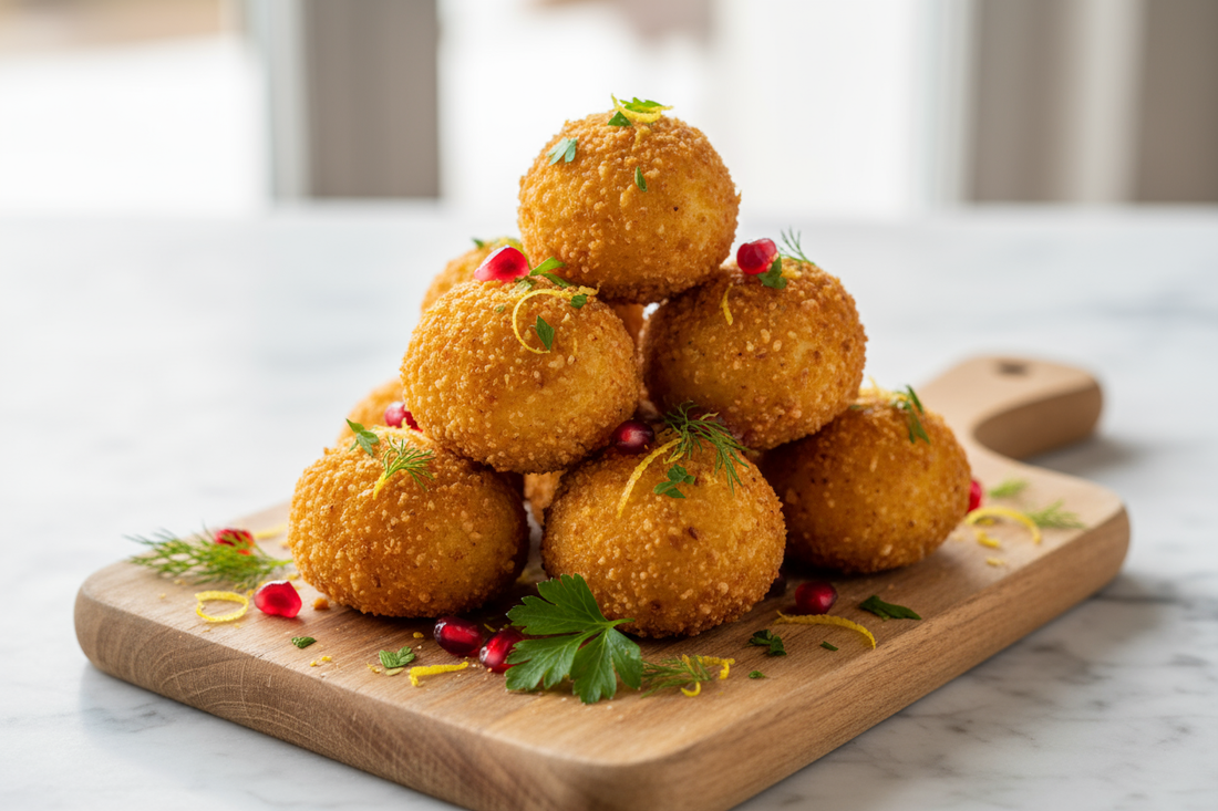 Goldene Kartoffel-Bällchen mit Veggie Spice